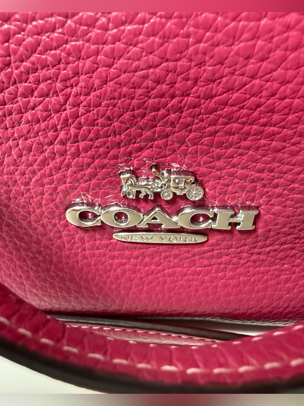 Coach Pebbled Leather Kacey Satchel in Raspberry - Picture 2 of 13